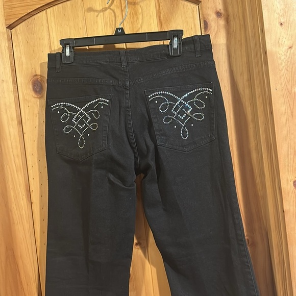 Vintage Christine Alexander Embellished Rhinestones Black Jeans - Picture 3 of 7